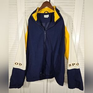 Izod Vintage Windbreaker Lightweight Color Block Logo Sz L